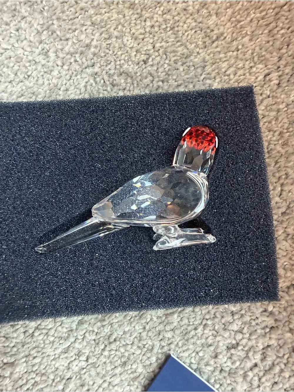 Swarovski Crystal Parrot Figurine with Orange Beak and Black Eyes